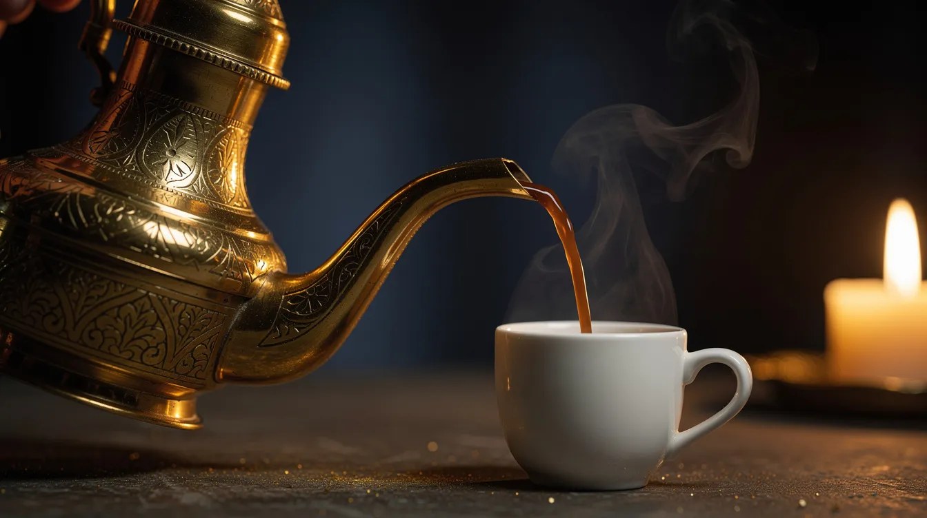 قهوة عربية تُسكب من دلّة نحاسية